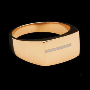 Classic – 18K Gold Signet Ring with Silver Stripe