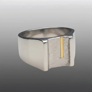 Tor Silver – Sterling Silver Signet Ring with Gold Stripe